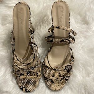 NEW! Strappy snake skin mules